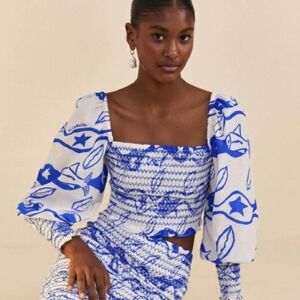 Farm Rio Alberto Pitta Puff Sleeve Top